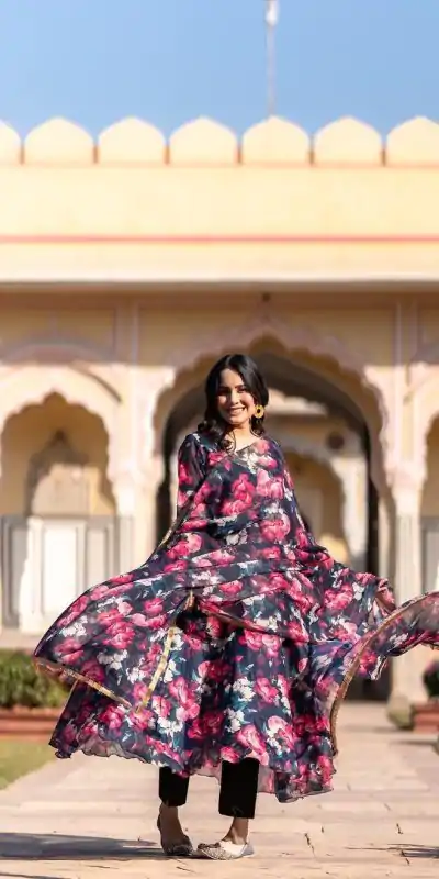  KD-1258 Navy Blue Color Faux Georgette With Digital Print Salwar Suit Casual, Wedding, Party, Festive, Events Etc.4-6 Working Days@ 1399/-only | Casual Suits, Jump Suits, Salwar suit, Creative suits, Designer Suits, Palazzo Suits, Party Wear Suits, Patiala Suits, Straight Suits