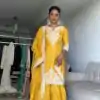 Beautiful Yellow Color Chinnon Silk thread With Sequence Sharara Suit