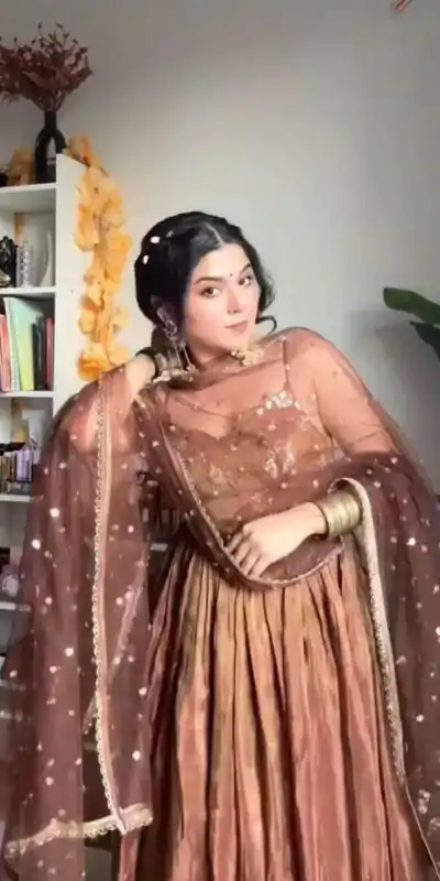 SRK 5239 Brown Color Fendi Silk With Embroidery Sequence Work Anarkali Gown Wedding Party, Festive, Events Etc.4-6 Working Days@1999/- only | Gowns, Bollywood Gowns, Creative Gowns, Designer Gowns, Embroidered Gowns, Party Wear Gowns, Straight Suits