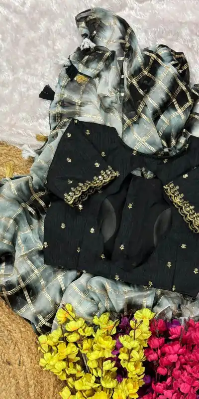 AC Chex Black Color Viscose Georgette Shibori Hand Dyeing Jari Work Saree Casual, Wedding, Festive, Events . Expected Delivery  4-6 Working Days @1849/- only                                                                  | Designer Sarees, Embroidered Sarees, Sarees, Bollywood Sarees, Creative Sarees, Ethnic Saree, Modern Digital sarees, Party Wear Sarees