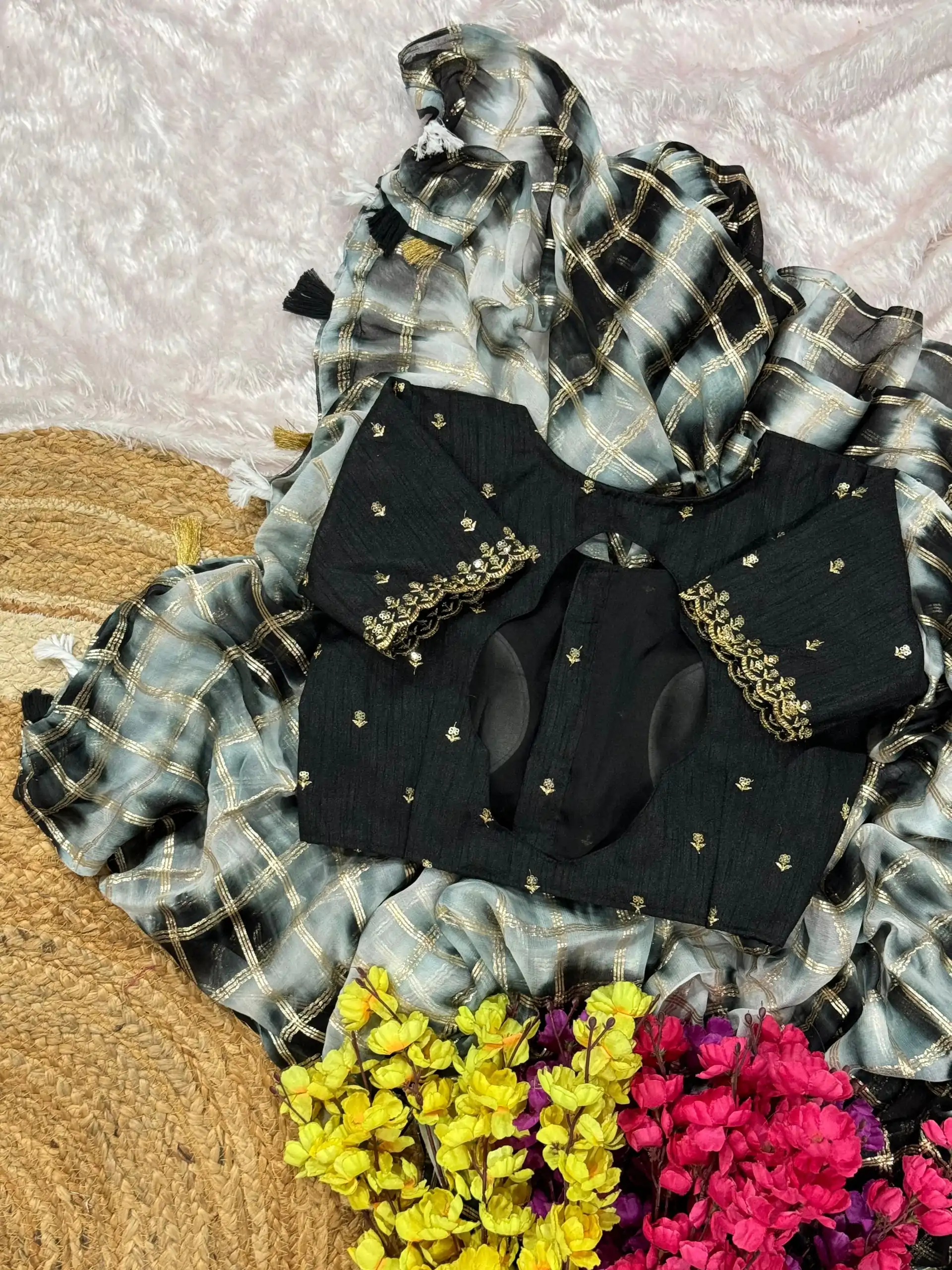 AC Chex Black Color Viscose Georgette Shibori Hand Dyeing Jari Work Saree Casual, Wedding, Festive, Events . Expected Delivery  4-6 Working Days @1849/- only                                                                  | Designer Sarees, Embroidered Sarees, Sarees, Bollywood Sarees, Creative Sarees, Ethnic Saree, Modern Digital sarees, Party Wear Sarees