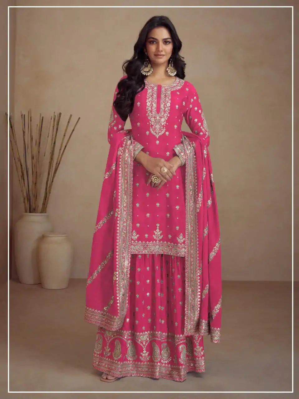 FC 5231 Pink Color Heavy Semi Chinon Silk Codding Embroidery Salwar Suit Casual, Wedding, Party, Festive, Events Etc.4-6 Working Days@ 2899/-only | Casual Suits, Jump Suits, Salwar suit, Creative suits, Designer Suits, Palazzo Suits, Party Wear Suits, Patiala Suits, Straight Suits