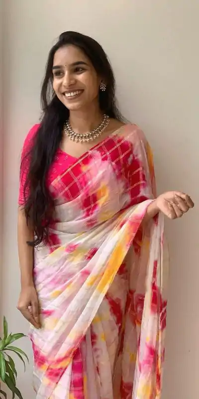 AC Chex Pink Color Viscose Georgette Shibori Hand Dyeing Jari Work Saree Casual, Wedding, Festive, Events . Expected Delivery  4-6 Working Days @1849/- only                                                                  | Designer Sarees, Embroidered Sarees, Sarees, Bollywood Sarees, Creative Sarees, Ethnic Saree, Modern Digital sarees, Party Wear Sarees