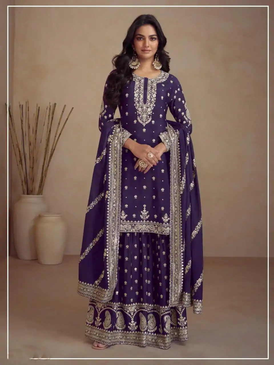 FC 5231 Purple Color Heavy Semi Chinon Silk Codding Embroidery Salwar Suit Casual, Wedding, Party, Festive, Events Etc.4-6 Working Days@ 2899/-only | Casual Suits, Jump Suits, Salwar suit, Creative suits, Designer Suits, Palazzo Suits, Party Wear Suits, Patiala Suits, Straight Suits