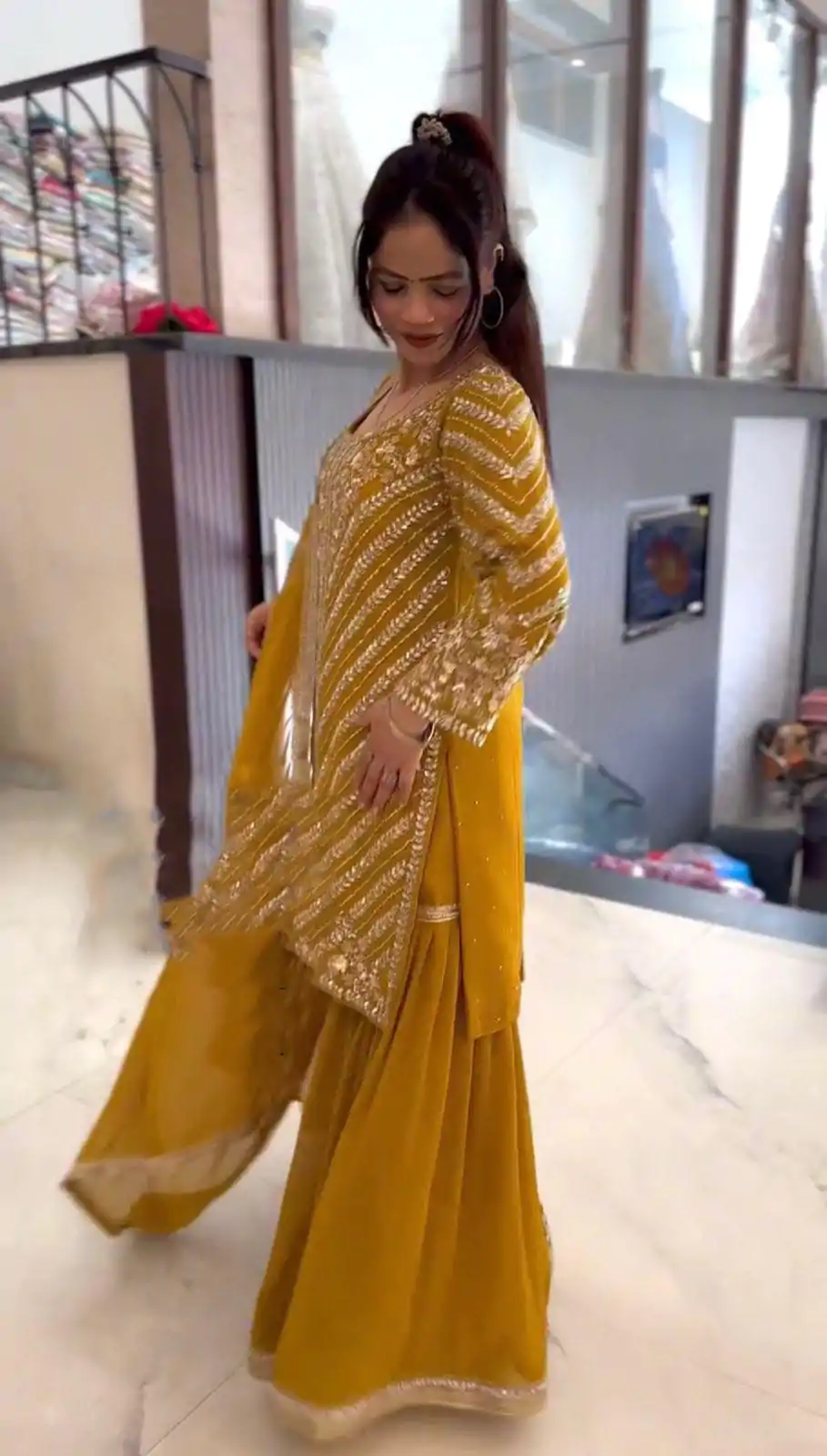 ZSR 3106 Yellow Color Faux Georgette With Embroidery Sequence Work Salwar Suit Casual, Wedding, Party, Festive, Events Etc.4-6 Working Days@ 2049/-only | Casual Suits, Jump Suits, Salwar suit, Creative suits, Designer Suits, Palazzo Suits, Party Wear Suits, Patiala Suits, Straight Suits