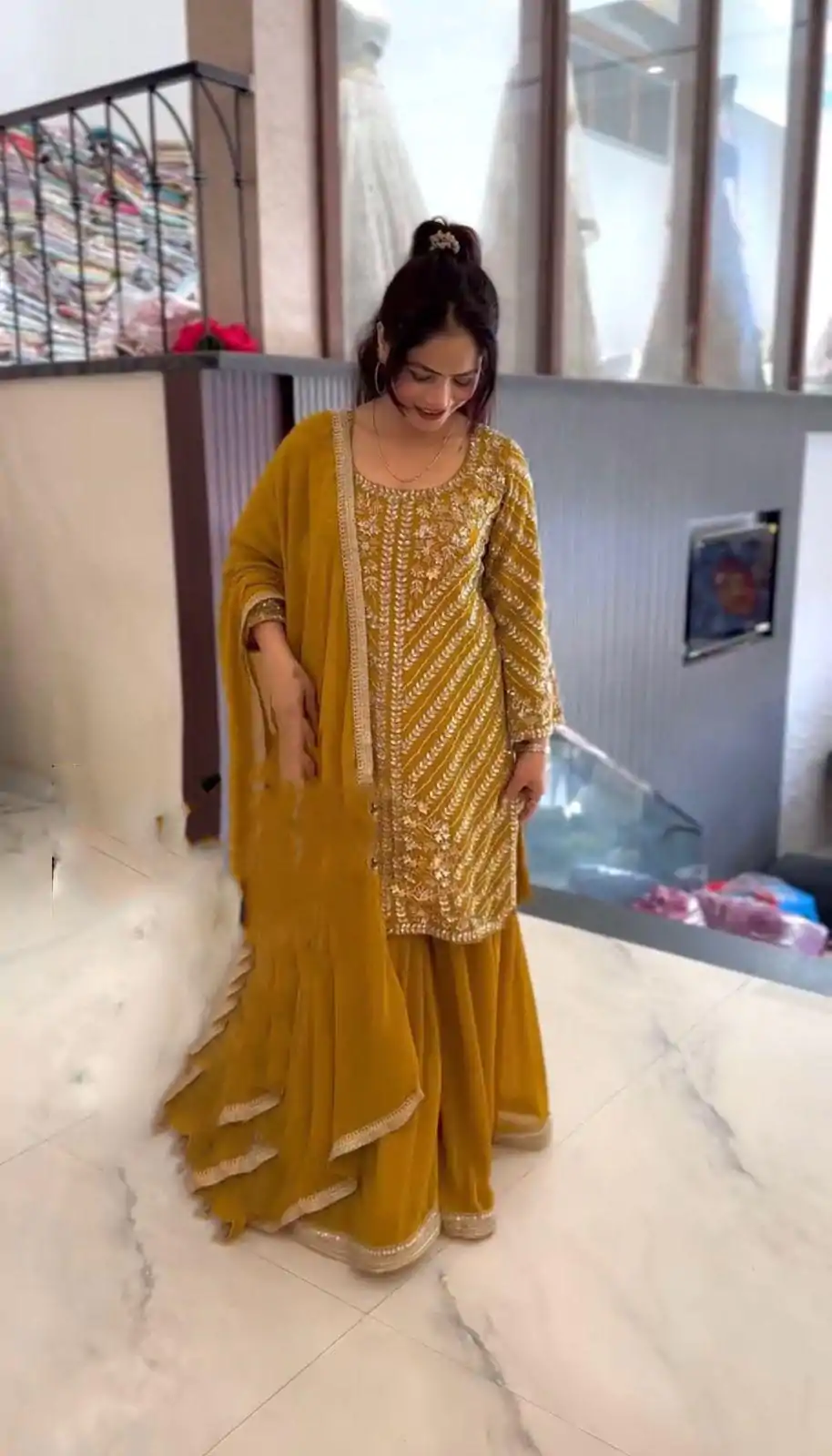 ZSR 3106 Yellow Color Faux Georgette With Embroidery Sequence Work Salwar Suit Casual, Wedding, Party, Festive, Events Etc.4-6 Working Days@ 2049/-only | Casual Suits, Jump Suits, Salwar suit, Creative suits, Designer Suits, Palazzo Suits, Party Wear Suits, Patiala Suits, Straight Suits