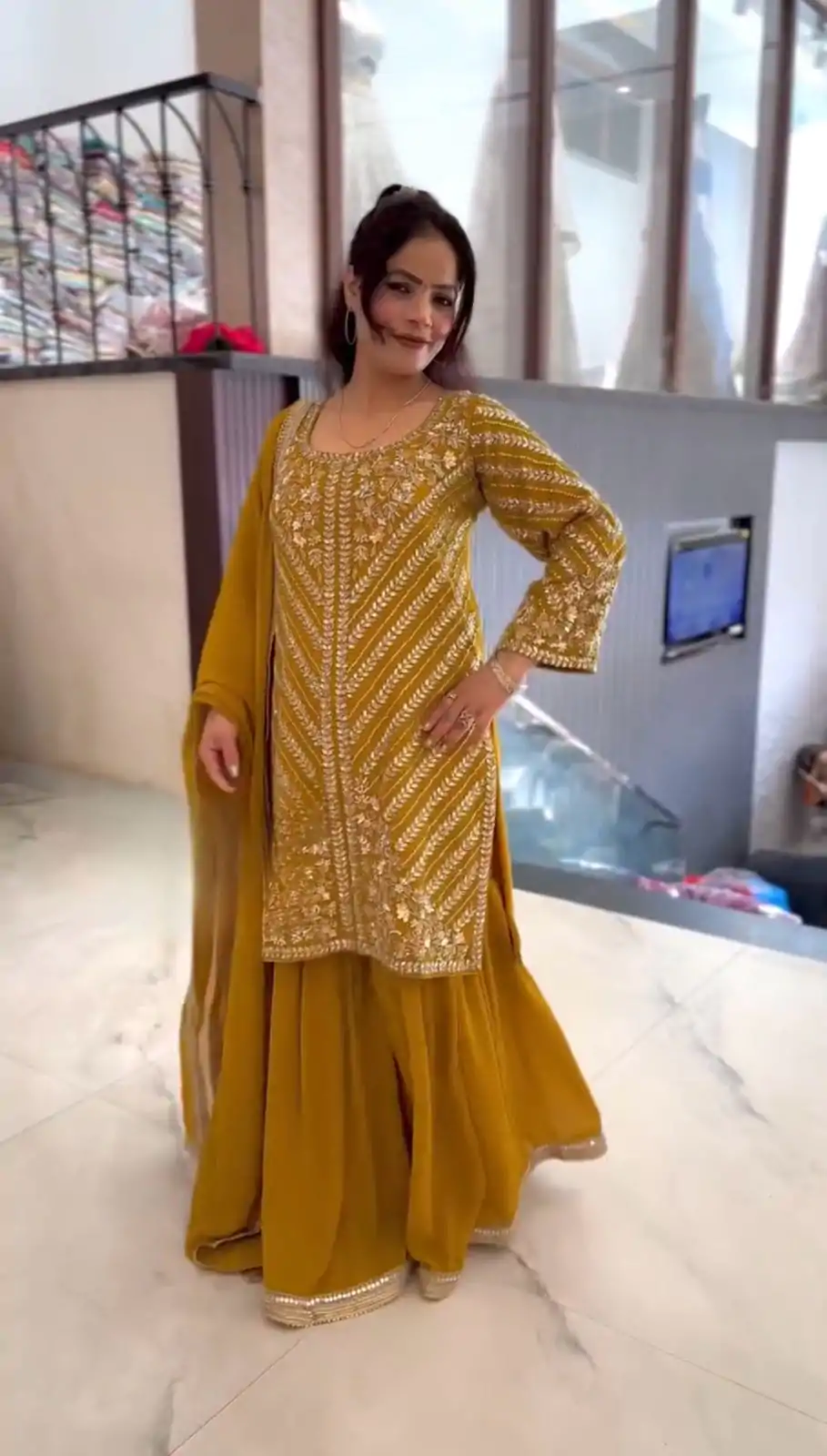 ZSR 3106 Yellow Color Faux Georgette With Embroidery Sequence Work Salwar Suit Casual, Wedding, Party, Festive, Events Etc.4-6 Working Days@ 2049/-only | Casual Suits, Jump Suits, Salwar suit, Creative suits, Designer Suits, Palazzo Suits, Party Wear Suits, Patiala Suits, Straight Suits