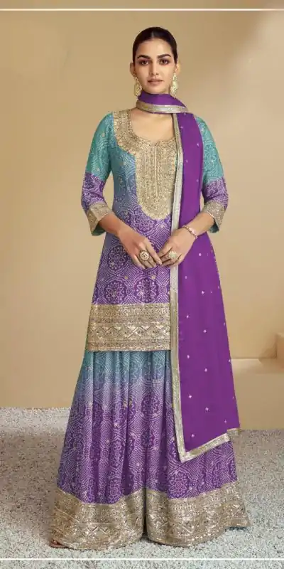FC 7483 Purple Color Chignon Digital Print With Mat Sequence work Sharara Wedding, Party, Festive, Events Etc.  Expected Delivery 4-6 Working Days @3249/- | Casual Suits, Jump Suits, Salwar suit, Creative suits, Designer Suits, Palazzo Suits, Party Wear Suits, Patiala Suits, Straight Suits