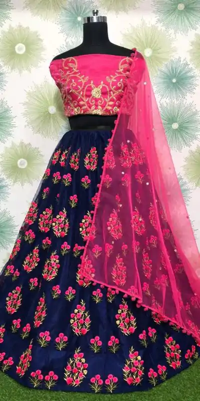 RC178 Navy Blue Color Zari Thread and Zari Embroidery Wedding, Party, Festive, Events Etc.   Weight 1.3 kg Delivery 4-6 Working Days Rs 1799 | Lehenga, Bollywood Lehenga, Creative Lehenga, Designer Lehenga, Embroidered Lehenga, Party Wear Lehenga