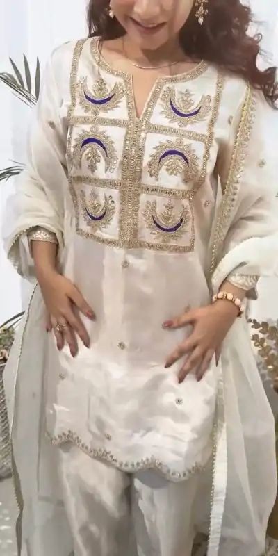 ZSR 3105 White VI Chitra Silk With Heavy Coding Embroidery Sequence Work Salwar Suit , Wedding, Party, Festive, Events Etc.4-6 Working Days@ 1899/-only | Casual Suits, Jump Suits, Salwar suit, Creative suits, Designer Suits, Palazzo Suits, Party Wear Suits, Patiala Suits, Straight Suits
