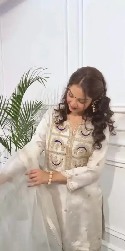 ZSR 3105 White VI Chitra Silk With Heavy Coding Embroidery Sequence Work Salwar Suit , Wedding, Party, Festive, Events Etc.4-6 Working Days@ 1899/-only | Casual Suits, Jump Suits, Salwar suit, Creative suits, Designer Suits, Palazzo Suits, Party Wear Suits, Patiala Suits, Straight Suits