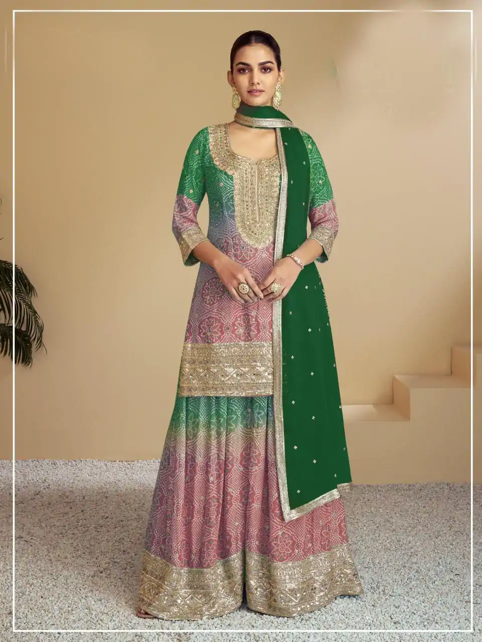 FC 7483 Green Color Chignon Digital Print With Mat Sequence work Sharara Wedding, Party, Festive, Events Etc.  Expected Delivery 4-6 Working Days @3249/- | Casual Suits, Jump Suits, Salwar suit, Creative suits, Designer Suits, Palazzo Suits, Party Wear Suits, Patiala Suits, Straight Suits