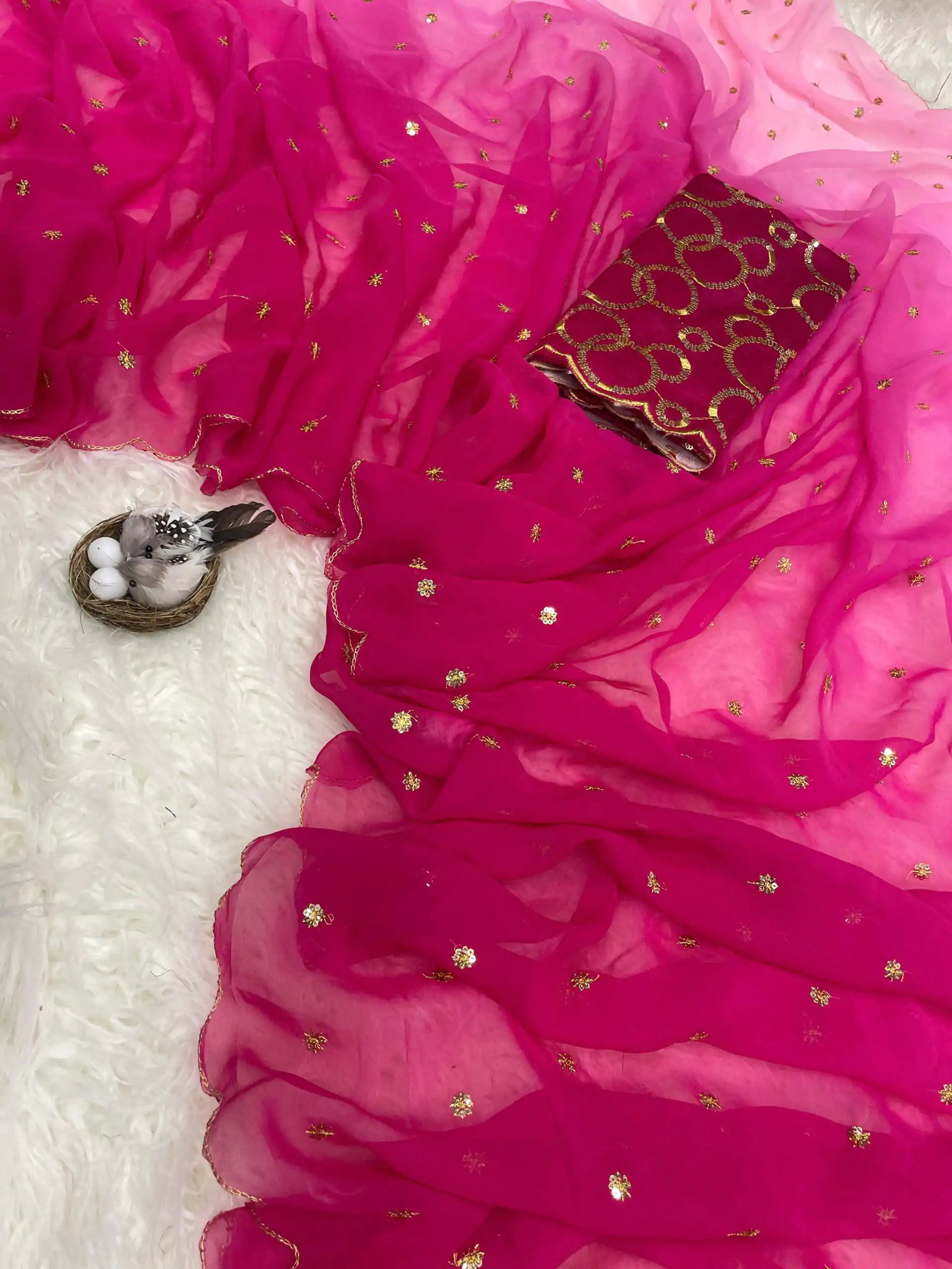 MS 470 Pink color Georgette With Sequence Worked Butti Saree Casual, Wedding, Festive, Events . Expected Delivery  4-6 Working Days @1699/- only                                                                                                                                                                                  | Designer Sarees, Embroidered Sarees, Sarees, Bollywood Sarees, Creative Sarees, Ethnic Saree, Modern Digital sarees, Party Wear Sarees