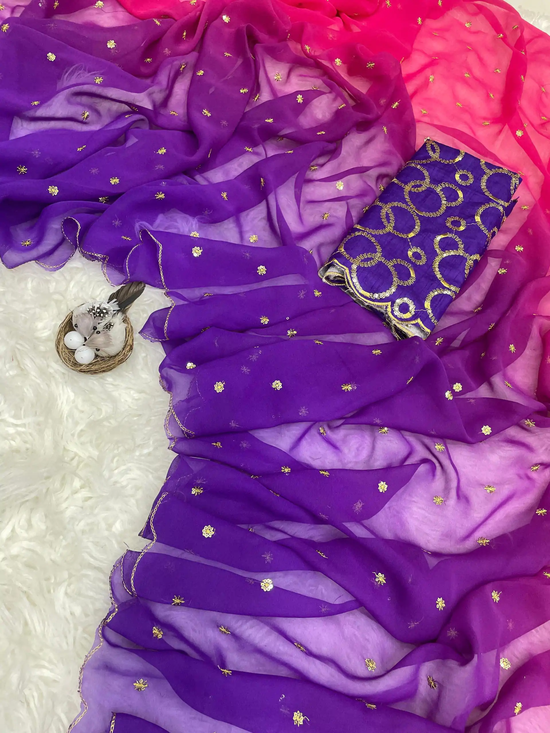 MS 470 Purple color Georgette With Sequence Worked Butti Saree Casual, Wedding, Festive, Events . Expected Delivery  4-6 Working Days @1699/- only                                                                                                                                                                                  | Designer Sarees, Embroidered Sarees, Sarees, Bollywood Sarees, Creative Sarees, Ethnic Saree, Modern Digital sarees, Party Wear Sarees