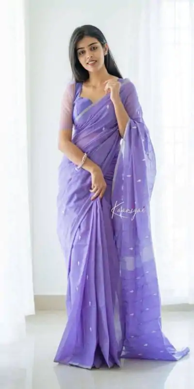 KP 5063 Purple Color Soft Lilan Cotton Rich Pallu & Jacquard Work Saree Casual, Wedding, Festive, Events . Expected Delivery  4-6 Working Days @1349/- only                                                                                                                                             | Designer Sarees, Embroidered Sarees, Sarees, Bollywood Sarees, Creative Sarees, Ethnic Saree, Modern Digital sarees, Party Wear Sarees