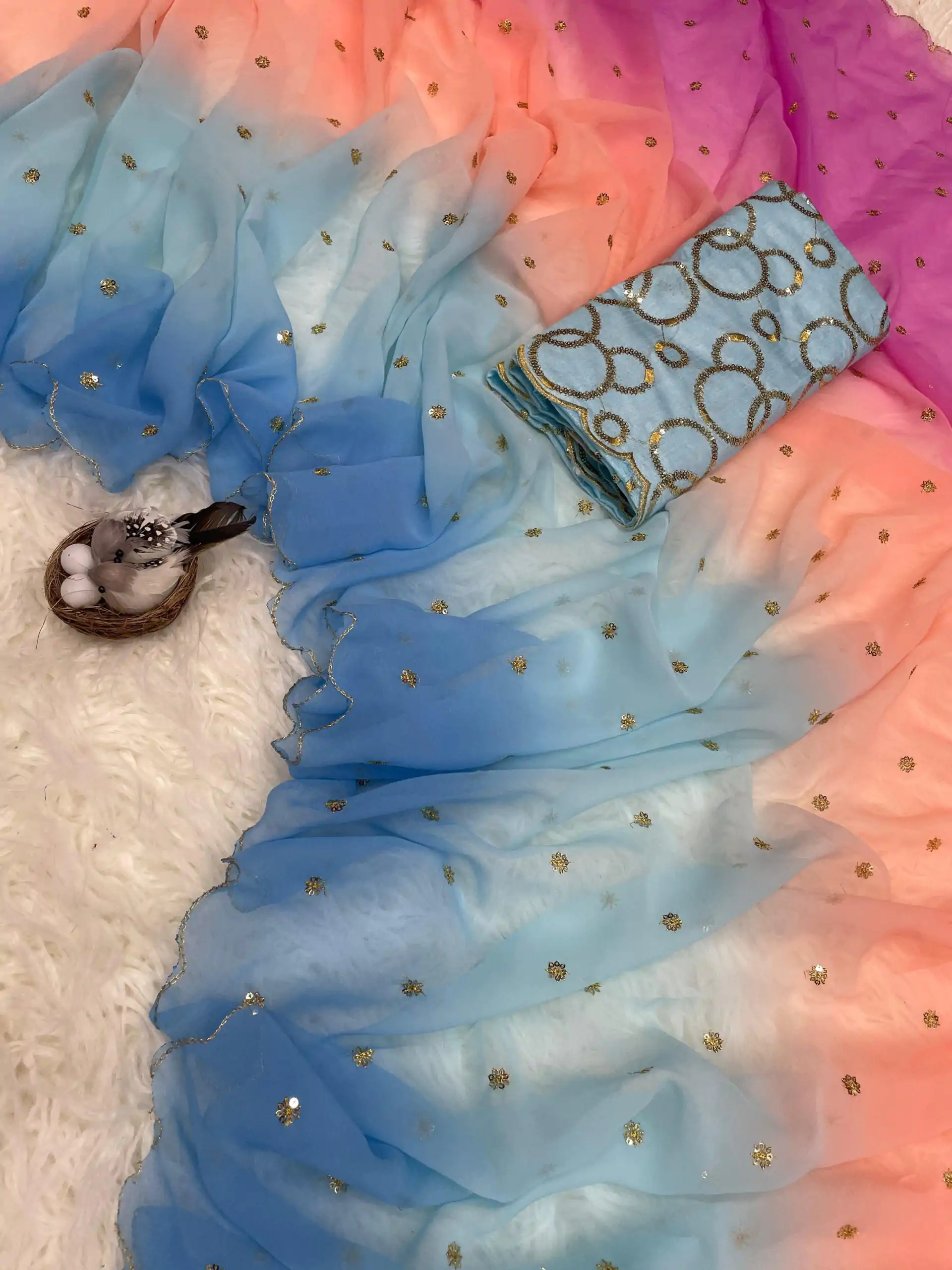 MS 470 Sky Blue color Georgette With Sequence Worked Butti Saree Casual, Wedding, Festive, Events . Expected Delivery  4-6 Working Days @1699/- only                                                                                                                                                                                  | Designer Sarees, Embroidered Sarees, Sarees, Bollywood Sarees, Creative Sarees, Ethnic Saree, Modern Digital sarees, Party Wear Sarees