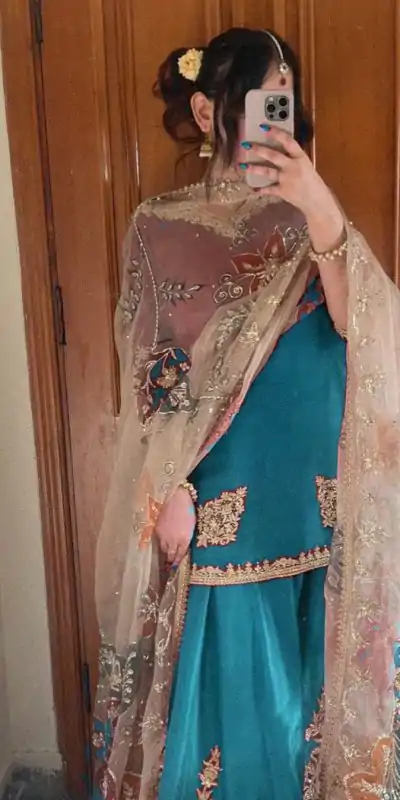 LG 1872 Sky Blue Color Chinnon Silk With Embroidery Work Sharara Suit Wedding, Party, Festive, Events Etc.  Expected Delivery 4-6 Working Days @2049/- | Casual Suits, Jump Suits, Salwar suit, Creative suits, Designer Suits, Palazzo Suits, Party Wear Suits, Patiala Suits, Straight Suits