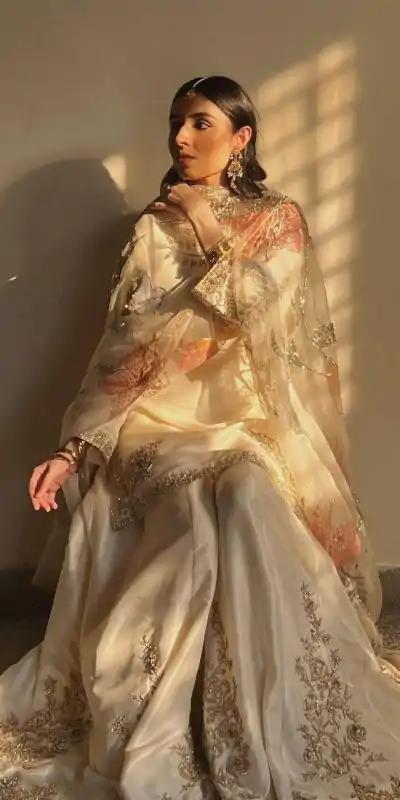 LG 1872 White Color Chinnon Silk With Embroidery Work Sharara Suit Wedding, Party, Festive, Events Etc.  Expected Delivery 4-6 Working Days @2049/- | Casual Suits, Jump Suits, Salwar suit, Creative suits, Designer Suits, Palazzo Suits, Party Wear Suits, Patiala Suits, Straight Suits