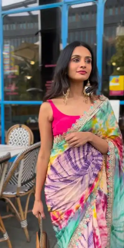 MS 459 Multi color Chinon fabric Embroidery Coding Sequins Lace Saree Casual, Wedding, Festive, Events . Expected Delivery  4-6 Working Days @1649/- only | Designer Sarees, Embroidered Sarees, Sarees, Bollywood Sarees, Creative Sarees, Ethnic Saree, Modern Digital sarees, Party Wear Sarees