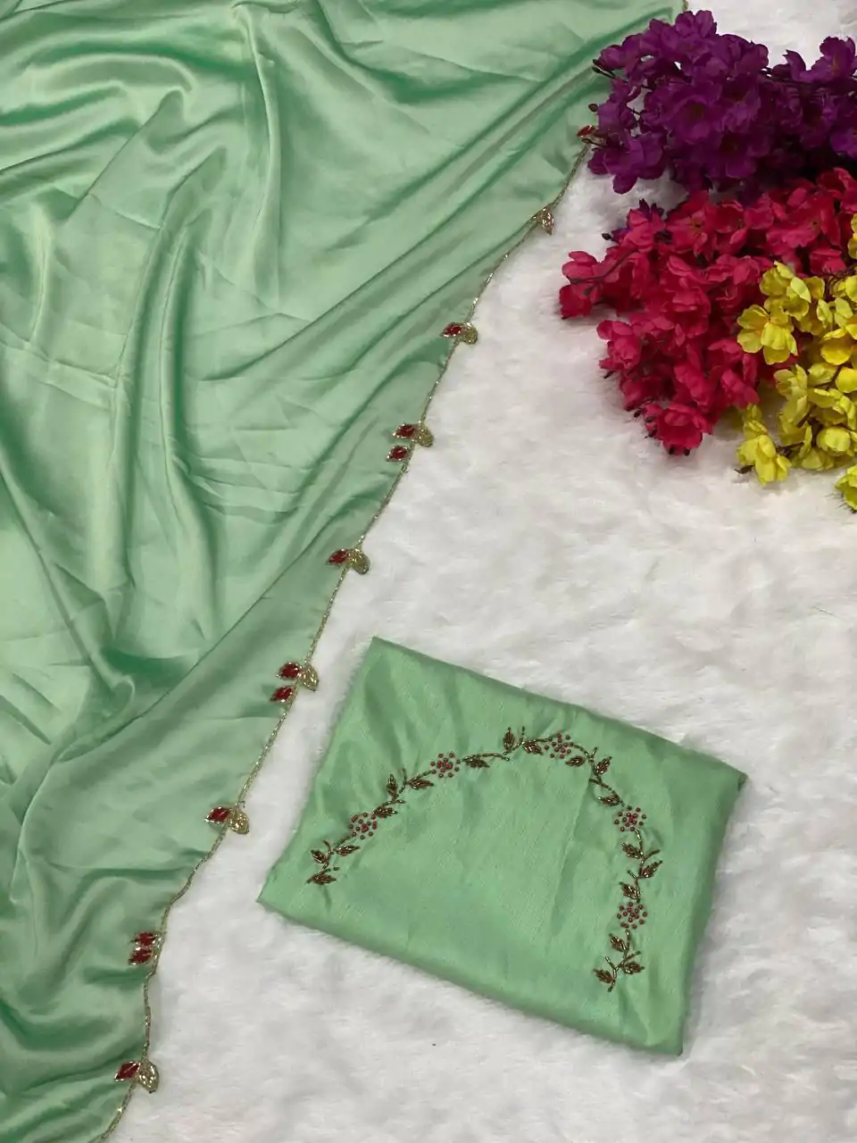 AC Lady Light Green Color Rangoli Silk Handwork And Cutwork With Pearl Saree , Wedding, Festive, Events . Expected Delivery  4-6 Working Days @1899/- only                                                                                                                                             | Designer Sarees, Embroidered Sarees, Sarees, Bollywood Sarees, Creative Sarees, Ethnic Saree, Modern Digital sarees, Party Wear Sarees