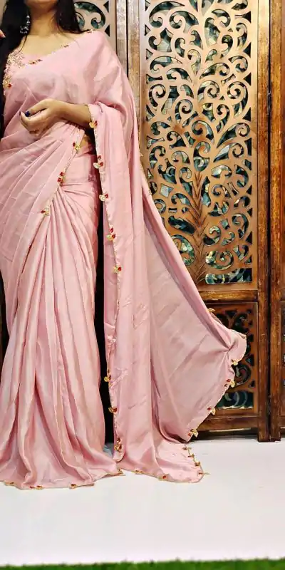 AC Lady Pink Color Rangoli Silk Handwork And Cutwork With Pearl Saree Casual, Wedding, Festive, Events . Expected Delivery  4-6 Working Days @1899/- only                                                                                                                                             | Designer Sarees, Embroidered Sarees, Sarees, Bollywood Sarees, Creative Sarees, Ethnic Saree, Modern Digital sarees, Party Wear Sarees