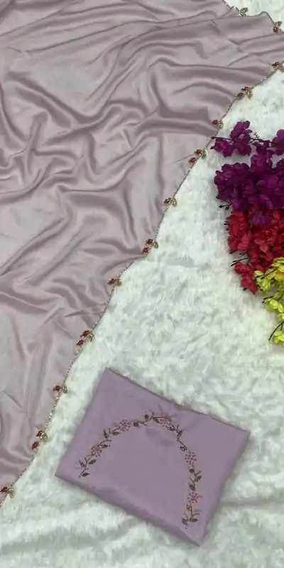 AC Lady Purple Color Rangoli Silk Handwork And Cutwork With Pearl Saree Casual, Wedding, Festive, Events . Expected Delivery  4-6 Working Days @1899/- only                                                                                                                                             | Designer Sarees, Embroidered Sarees, Sarees, Bollywood Sarees, Creative Sarees, Ethnic Saree, Modern Digital sarees, Party Wear Sarees