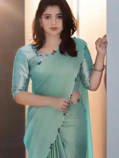 AC Lady Sky Blue Color Rangoli Silk Handwork And Cutwork With Pearl Saree Casual, Wedding, Festive, Events . Expected Delivery  4-6 Working Days @1899/- only                                                                                                                                             | Designer Sarees, Embroidered Sarees, Sarees, Bollywood Sarees, Creative Sarees, Ethnic Saree, Modern Digital sarees, Party Wear Sarees