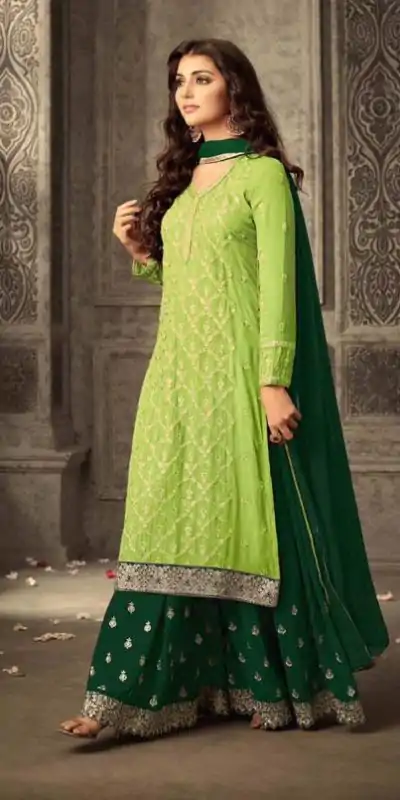 FC 47001 Light Green Color Georgette With Embroidery work With Stone Suit Casual, Wedding, Party, Festive, Events Etc.4-6 Working Days@ 1849/-only | Casual Suits, Jump Suits, Salwar suit, Creative suits, Designer Suits, Palazzo Suits, Party Wear Suits, Patiala Suits, Straight Suits