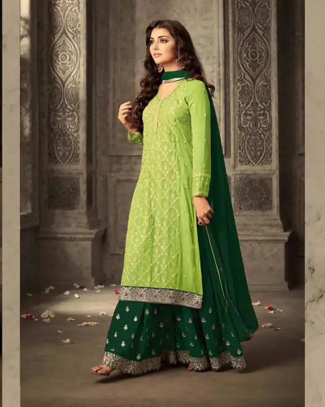 FC 47001 Light Green Color Georgette With Embroidery work With Stone Suit Casual, Wedding, Party, Festive, Events Etc.4-6 Working Days@ 1849/-only | Casual Suits, Jump Suits, Salwar suit, Creative suits, Designer Suits, Palazzo Suits, Party Wear Suits, Patiala Suits, Straight Suits