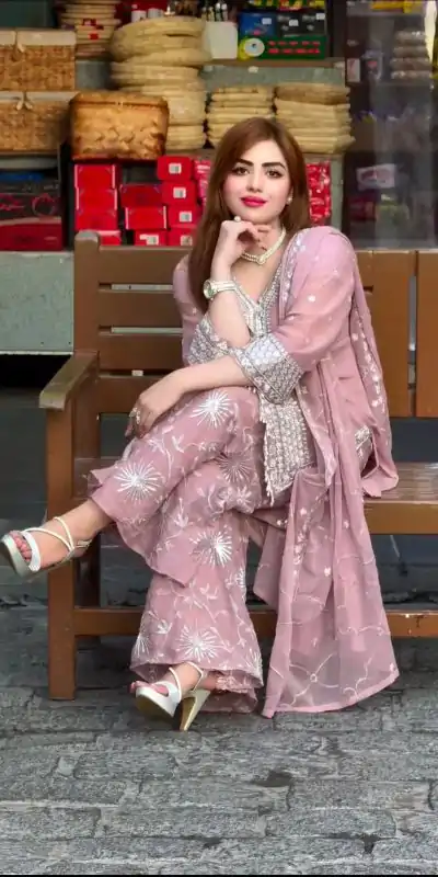 NSR 836 Light Pink Color Faux Georgette With Embroidery Sharara Suit Wedding, Party, Festive, Events Etc.  Expected Delivery 4-6 Working Days @2049/- | Casual Suits, Jump Suits, Salwar suit, Creative suits, Designer Suits, Palazzo Suits, Party Wear Suits, Patiala Suits, Straight Suits