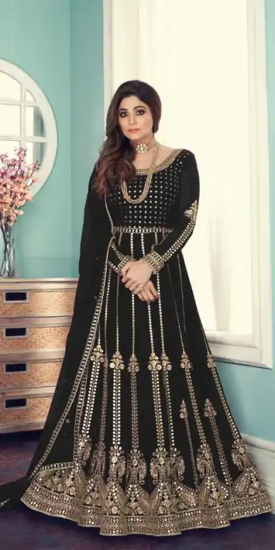 FC 8543 Black Color Georgette Codding Sequence Embroidery Work Anarkali Gown Wedding Party, Festive, Events Etc.4-6 Working Days@2149/- only | Gowns, Bollywood Gowns, Creative Gowns, Designer Gowns, Embroidered Gowns, Party Wear Gowns, Straight Suits