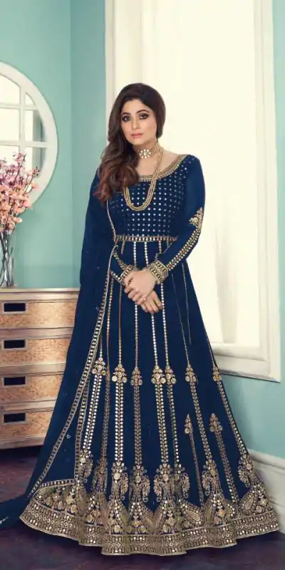 FC 8543 Blue Color Georgette Codding Sequence Embroidery Work Anarkali Gown Wedding Party, Festive, Events Etc.4-6 Working Days@2149/- only | Gowns, Bollywood Gowns, Creative Gowns, Designer Gowns, Embroidered Gowns, Party Wear Gowns, Straight Suits