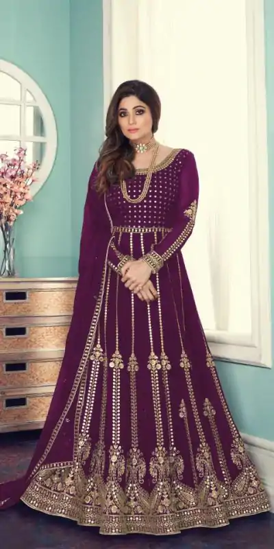FC 8543 Purple Color Georgette Codding Sequence Embroidery Work Anarkali Gown Wedding Party, Festive, Events Etc.4-6 Working Days@2149/- only | Gowns, Bollywood Gowns, Creative Gowns, Designer Gowns, Embroidered Gowns, Party Wear Gowns, Straight Suits
