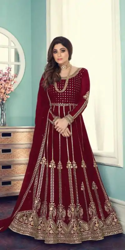 FC 8543 Red Color Georgette Codding Sequence Embroidery Work Anarkali Gown Wedding Party, Festive, Events Etc.4-6 Working Days@2149/- only | Gowns, Bollywood Gowns, Creative Gowns, Designer Gowns, Embroidered Gowns, Party Wear Gowns, Straight Suits