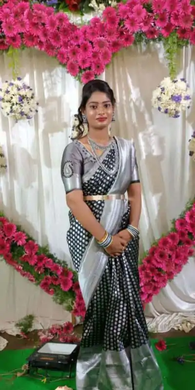 KP 3015 black Color Soft Litchi Silk Jacquard Work Sequence Saree Casual, Wedding, Festive, Events . Expected Delivery  4-6 Working Days @1449/- only | Designer Sarees, Embroidered Sarees, Sarees, Bollywood Sarees, Creative Sarees, Ethnic Saree, Modern Digital sarees, Party Wear Sarees