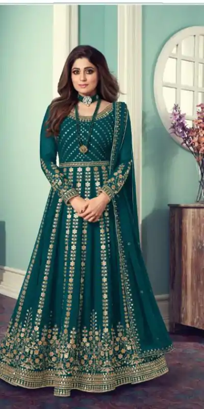 FC 8543 Green Color Georgette Codding Sequence Embroidery Work Anarkali Gown Wedding Party, Festive, Events Etc.4-6 Working Days@2149/- only | Gowns, Bollywood Gowns, Creative Gowns, Designer Gowns, Embroidered Gowns, Party Wear Gowns, Straight Suits