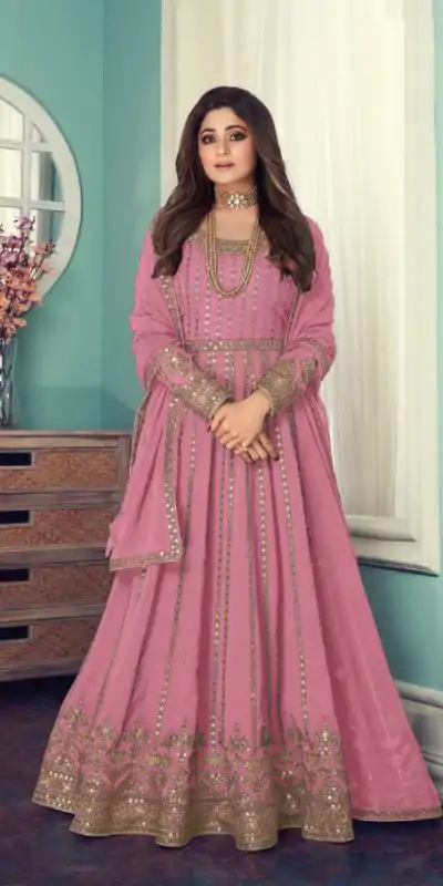 FC 8543 Pink Color Georgette Codding Sequence Embroidery Work Anarkali Gown Wedding Party, Festive, Events Etc.4-6 Working Days@2149/- only | Gowns, Bollywood Gowns, Creative Gowns, Designer Gowns, Embroidered Gowns, Party Wear Gowns, Straight Suits