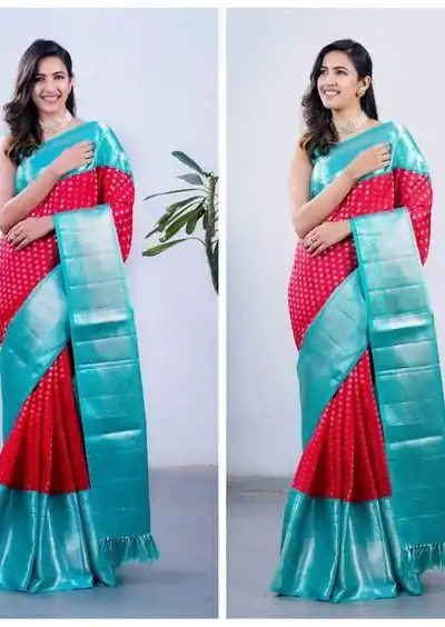 KP 3015 Red Color Soft Litchi Silk Jacquard Work Sequence Saree Casual, Wedding, Festive, Events . Expected Delivery  4-6 Working Days @1449/- only | Designer Sarees, Embroidered Sarees, Sarees, Bollywood Sarees, Creative Sarees, Ethnic Saree, Modern Digital sarees, Party Wear Sarees