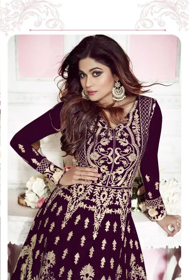 NSR 8266 Maroon Color Net With Chain Stich Stone Work Anarkali Gown Anarkali Gown Wedding Party, Festive, Events Etc.4-6 Working Days@2399/- only | Gowns, Bollywood Gowns, Creative Gowns, Designer Gowns, Embroidered Gowns, Party Wear Gowns, Straight Suits