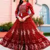  INLI Glam NX Red Color Rayon Print Embroidery Work Long Anarkali Gown Wedding Party, Festive, Events Etc.4-6 Working Days@1699/- only | Gowns, Bollywood Gowns, Creative Gowns, Designer Gowns, Embroidered Gowns, Party Wear Gowns, Straight Suits