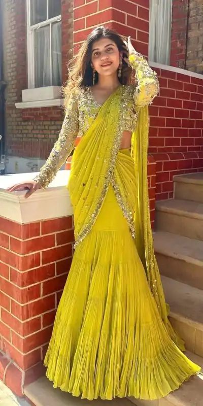  RTC 6485 Yellow Yellow Color Foix Georgette Sequence With Coin Lace Border Lehenga Saree Wedding, Party, Festive @2149/- Only | Lehenga, Bollywood Lehenga, Creative Lehenga, Designer Lehenga, Embroidered Lehenga, Party Wear Lehenga