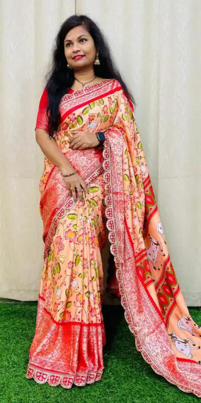 MS 466 Peach Color Dola Silk Saree With Zari Weaving Border Saree Casual, Wedding, Festive, Events . Expected Delivery  4-6 Working Days @1649/- only | Designer Sarees, Sarees, Bollywood Sarees, Creative Sarees, Embroidered Sarees, Ethnic Saree, Modern Digital sarees, Party Wear Sarees