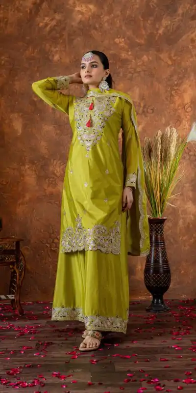 AD 191 Green Color Chinon Silk Embroidery 3mm Sequence Coding Dori Work Salwar Suit , Wedding, Party, Festive, Events Etc.4-6 Working Days@ 2049/-only | Casual Suits, Jump Suits, Salwar suit, Creative suits, Designer Suits, Palazzo Suits, Party Wear Suits, Patiala Suits, Straight Suits