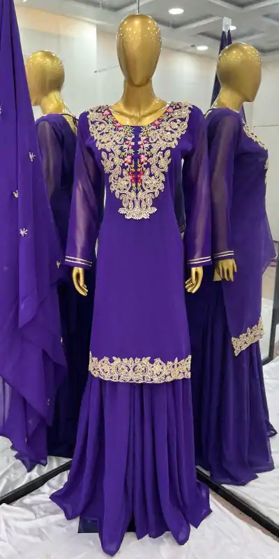 ZSR 3108 Violet Faux Georgette With 5mm Embroidery Sequence Work Salwar Suit Casual, Wedding, Party, Festive, Events Etc.4-6 Working Days@ 1899/-only | Casual Suits, Jump Suits, Salwar suit, Creative suits, Designer Suits, Palazzo Suits, Party Wear Suits, Patiala Suits, Straight Suits