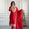 Red Cosmo Silk Heavy Embroidery Sequence Work Salwar Suit