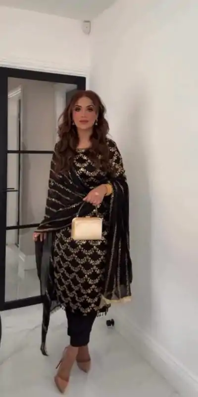 VLM 261 Black Color Faux Georgette With With Embroidery Moti Lace Work Salwar Suit Casual, Wedding, Party, Festive, Events Etc.4-6 Working Days@ 1999/-only | Casual Suits, Jump Suits, Salwar suit, Creative suits, Designer Suits, Palazzo Suits, Party Wear Suits, Patiala Suits, Straight Suits