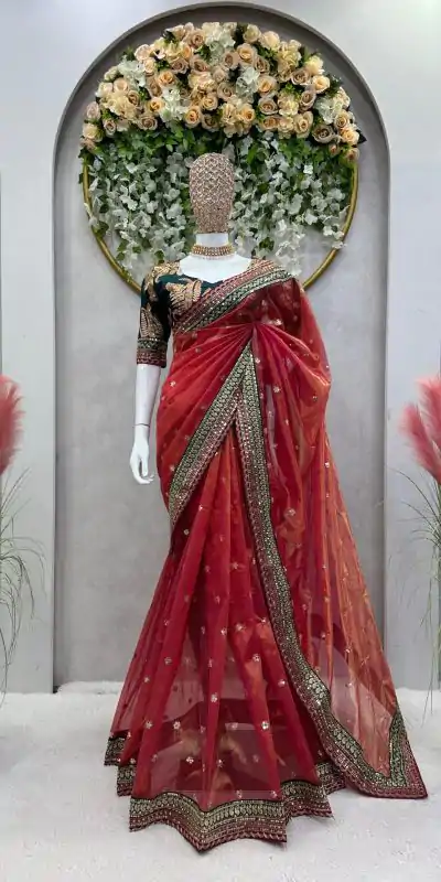 KD-470 Red Color Twill Net Thread & Sequence work Saree Casual, Wedding, Festive, Events . Expected Delivery  4-6 Working Days @2099/- only  | Designer Sarees, Embroidered Sarees, Sarees, Bollywood Sarees, Creative Sarees, Ethnic Saree, Modern Digital sarees, Party Wear Sarees