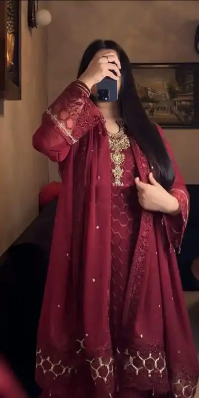  AD 197 Maroon Color Faux Georgette With Pal Diamond Hand Work Salwar Suit Casual, Wedding, Party, Festive, Events Etc.4-6 Working Days@ 2099/-only | Casual Suits, Jump Suits, Salwar suit, Creative suits, Designer Suits, Palazzo Suits, Party Wear Suits, Patiala Suits, Straight Suits