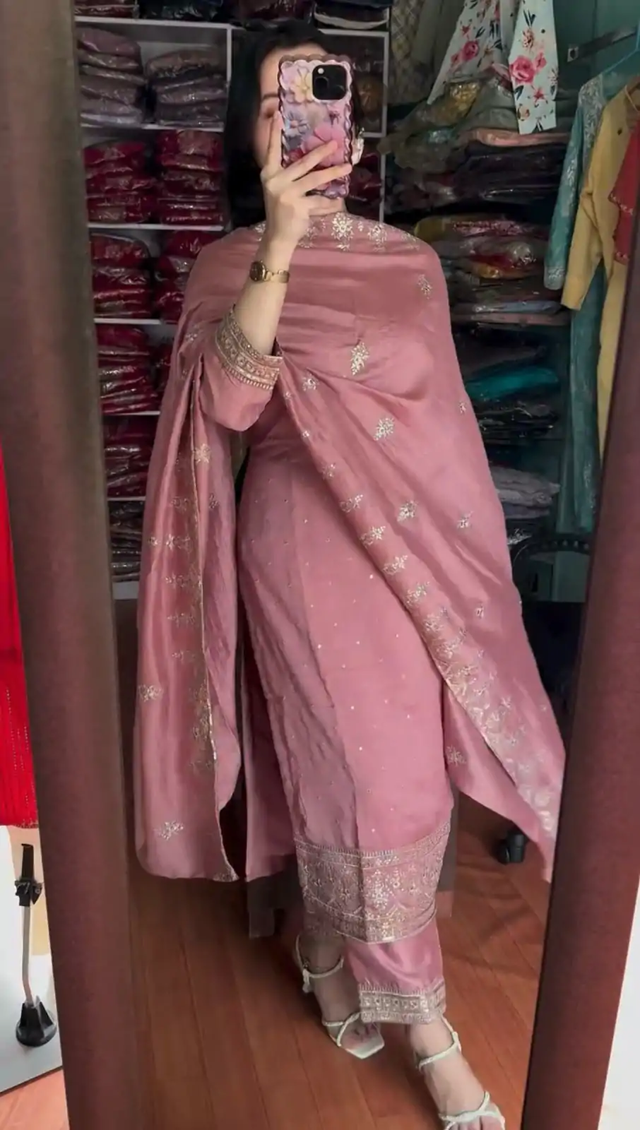 SRK 5243 Pink Color Chinon Silk With Embroidery Sequence Work Salwar Suit Casual, Wedding, Party, Festive, Events Etc.4-6 Working Days@ 1899/-only | Casual Suits, Jump Suits, Salwar suit, Creative suits, Designer Suits, Palazzo Suits, Party Wear Suits, Patiala Suits, Straight Suits