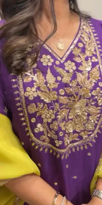 ZSR 3109 Purple Chinnon Silk With 5mm Embroidery Sequence Work Salwar Suit Casual, Wedding, Party, Festive, Events Etc.4-6 Working Days@ 1999/-only | Casual Suits, Jump Suits, Salwar suit, Creative suits, Designer Suits, Palazzo Suits, Party Wear Suits, Patiala Suits, Straight Suits